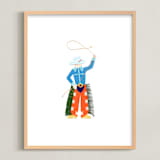 "Cowboy Carl" - Art Print in Cajun Shrimp by Kelsey Livingston - Framed