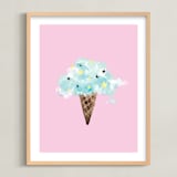 "cloud ice cream" - Art Print in bubble gum by Cass Loh - Framed