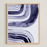 "ABSTRACT STRIPES path" - Art Print in navy purple by Tae Lee - Framed