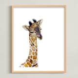 "Baby Animal Friends: Giraffe" - Art Print in Brown Giraffe Spots by Jieun K Rasband - Framed