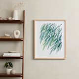 "Turquoise Rustling Leaves No. 1" - Art Print in Turquoise Green by Priscilla Lee - In a Room