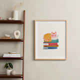 "Booked For A Nap" - Art Print in Cream by Blossom Hound Designs - In a Room