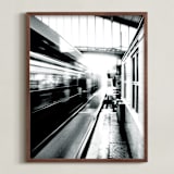 "Riding on the Metro" - Art Print in Black and White by Marker Girl - Framed