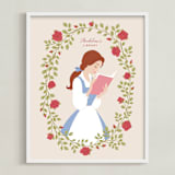 "Disney's Belle Library" - Personalized Art Print in Rose by Jamie Alexander - Framed