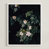 "Moody white roses" - Art Print in deep green by Hanke Arkenbout - Framed