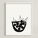 "Life is a bowl of cherries" - Art Print in Black and Off-white by Sonya Percival - Framed