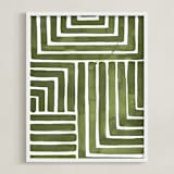 "Hard & Soft" - Art Print in Moss by Kristine Sarley - Framed