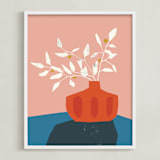 "Mid Century Vase" - Art Print in Bubble Gum by Morgan Kendall - Framed