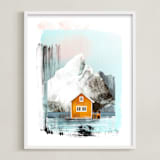 "Orange House" - Art Print in Tangerine Orange by Mallory Grace - Framed
