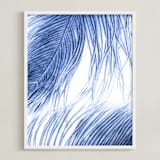 "Fine Feathered I" - Art Print in Midnight Blue by Debra Pruskowski - Framed