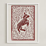 "Lamb Linocut" - Art Print in Rust by Ash Weaver - Framed