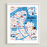 "I Love Boston" - Art Print in Ocean by Jordan Sondler - Framed