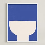 "Ceramic Bowl Still Life" - Art Print in Bold Blue by Roseanne Kenny - Framed