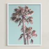 "Sun Bleached Palm Trees" - Art Print in sun-bleached turquoise  by Baumbirdy - Framed
