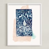 "Dream Rug" - Art Print in Night Blue by Zoe Pappenheimer - Framed