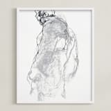 "Drawing 357 - Figure from the Side" - Art Print in Classical Grey by Derek overfield - Framed