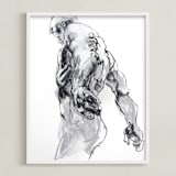 "Drawing 369 - Standing Man" - Art Print in Deep Charcoal by Derek overfield - Framed