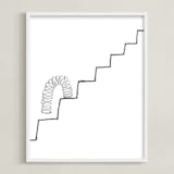 "Slinky on the Stairs" - Art Print in grayscale by Elliot Stokes - Framed