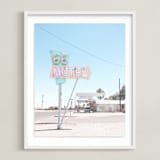 "66" - Art Print in vintage blue by Calais A Le Coq - Framed