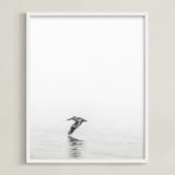"Pelican on Lake" - Art Print in Medium Grey by Mary Ann Glynn-Tusa - Framed