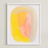 "Golden Now" - Art Print in yellow melon peach by Nell Waters Bernegger - Framed