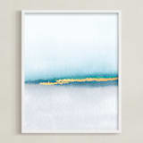 "Golden Sand" - Art Print in Sea Glass Blue by Maria Hilas-Louie - Framed