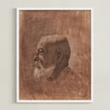 "Human One: Anton" - Art Print in Dark Coral by Colin Stuart - Framed