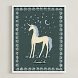 "Midnight Unicorn Firefly Dream" - Personalized Art Print in Forest Green by Florina Georgescu Georgescu - Framed