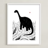 "Dinosaur love" - Art Print in monochrome by Susanne Kasielke - Framed