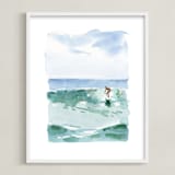 "Hang Five" - Art Print in Pacific Green by Mary Cecelia - Framed