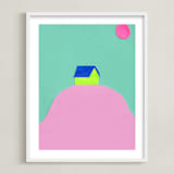 "Dia y Noche I" - Art Print in Pink, Green by Marta Crea - Framed