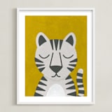 "White Bengal Tiger" - Art Print in Spicy Mustard by 2birdstone - Framed
