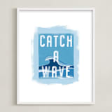"Cowabunga!" - Art Print in Sky Blue by Kerry Doyle - Framed