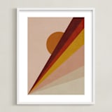 "Abstract Sunrise" - Art Print in Maroon Red by Lucrecia Caporale - Framed