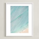 "Tiny Swimmers" - Art Print in Aqua Blue by Irene Suchocki - Framed