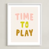 "Time to Play" - Art Print in Peach by Alicia Schultz - Framed