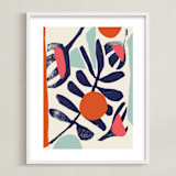 "Garden Remixed and Reimagined" - Art Print in Midnight Blue by Deborah Velasquez - Framed