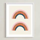 "Double Vintage Rainbow" - Art Print in Delicate Pink by Emanuela Carratoni - Framed