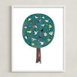 "Lots of Songbirds" - Art Print in antique pine by Eve Schultz - Framed