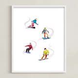 "The Boarders" - Art Print in Fresh Snow by Haley Mistler - Framed