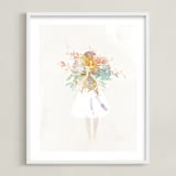 "The Flower Girl" - Art Print in Ivory by Lori Wemple - Framed