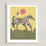 "Black and White Horse" - Art Print in soft yellow sunlight by Elliot Stokes - Framed