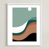 "The Moon Sings to the Desert" - Art Print in Desert Teal by Karen Kaul - Framed