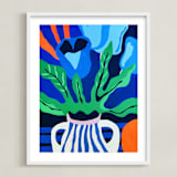 "Palette of Petals" - Art Print in Cobalt Blue by Roochita Chachra - Framed