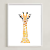 "baby animal.giraffe" - Art Print in merigold by Cass Loh - Framed