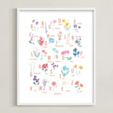 "Flower Alphabet" - Art Print in Peach by Jessica Kelemen - Framed