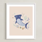 "Sharky cute" - Art Print in Blush by Tati Abaurre - Framed