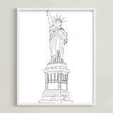 "Lady of Liberty in Pen" - Art Print in Black and White by Sharon Rowan - Framed