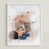 "Divide #5" - Art Print in glacial blue by Christine Olmstead - Framed