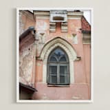 "A Window in Tallinn" - Art Print in Peachy Pink by Laura Mock - Framed
